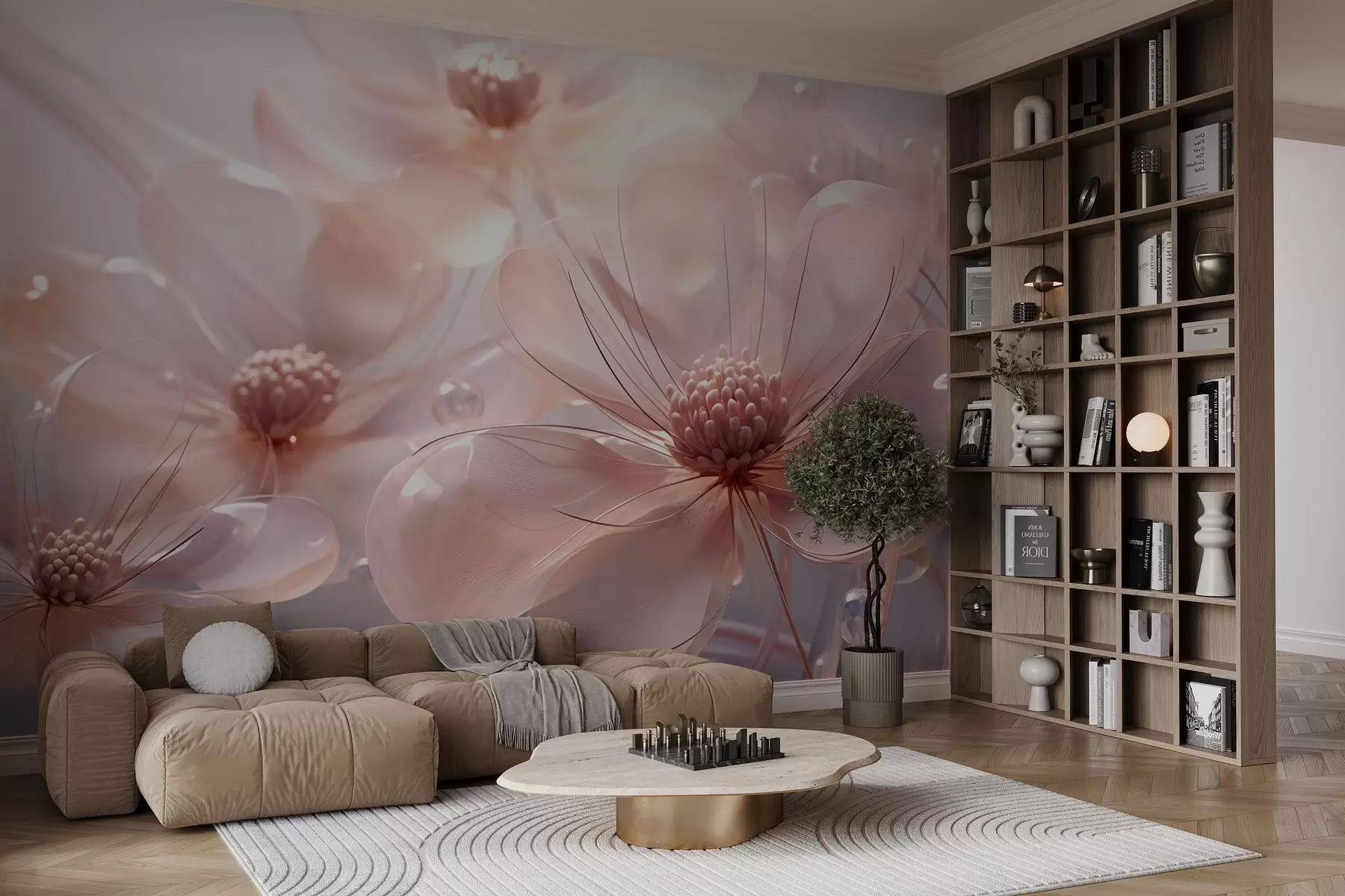wall murals Large transparent flowers w02837