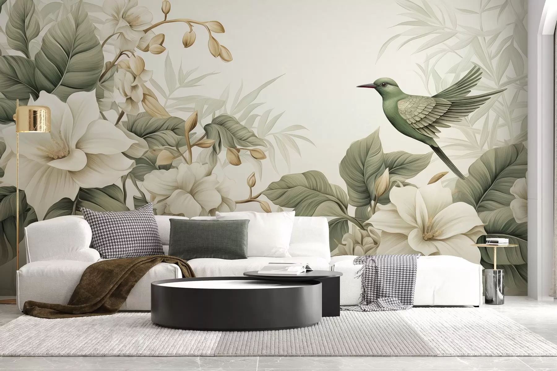 wall murals Tropical landscape with flowers w02844