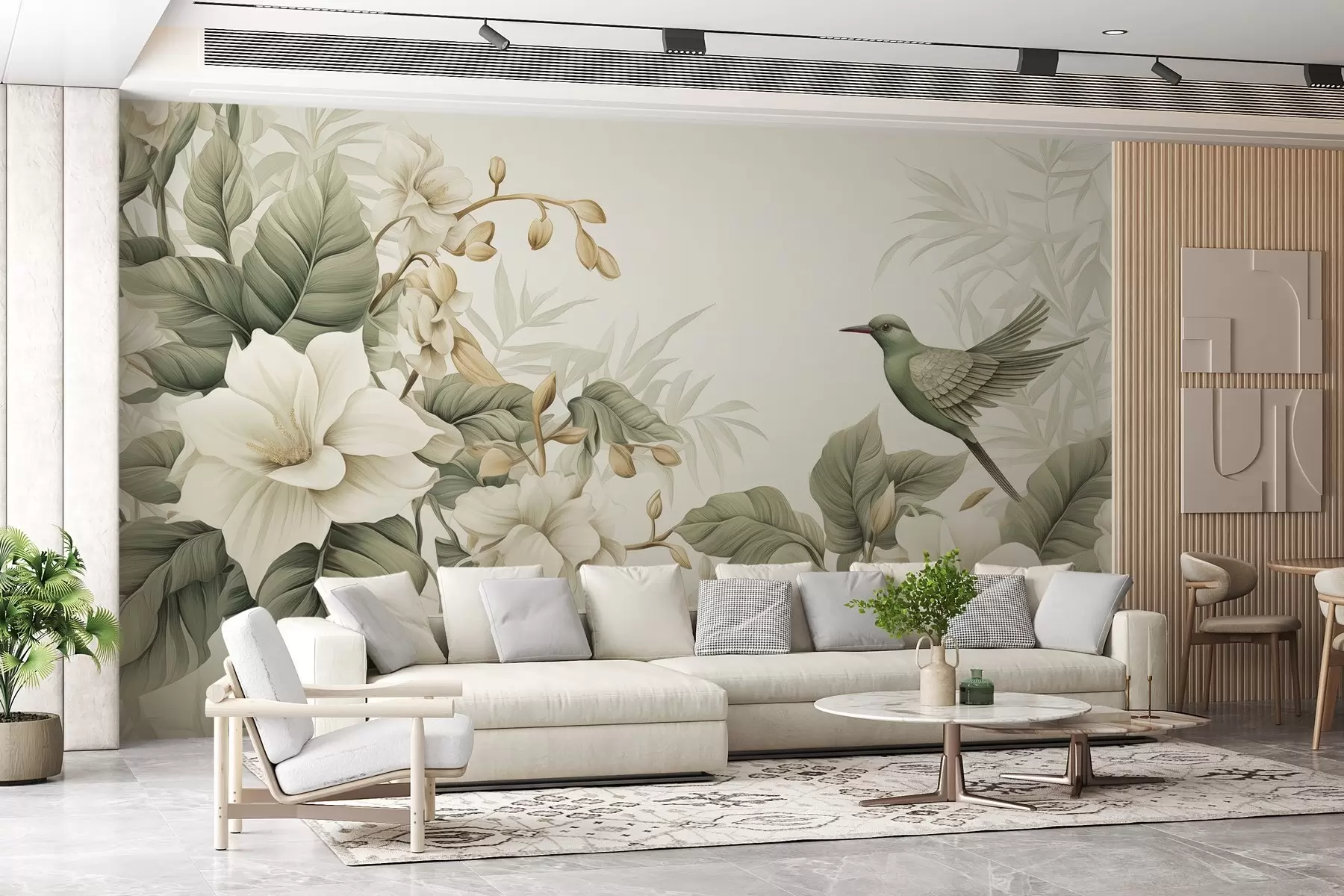 wall murals Tropical landscape with flowers w02844