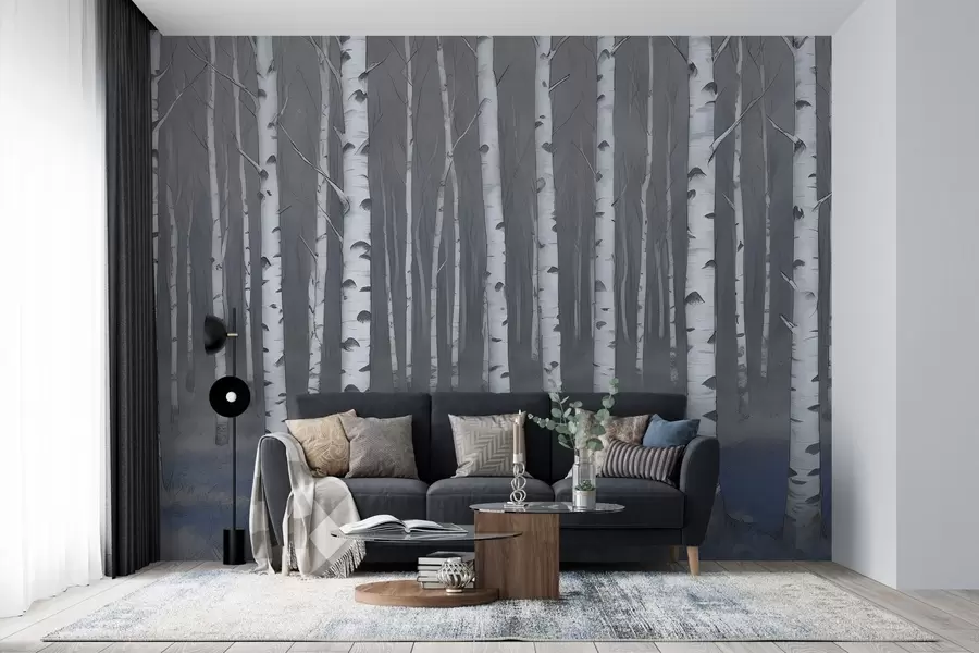wall murals Watercolor birches w02845v2