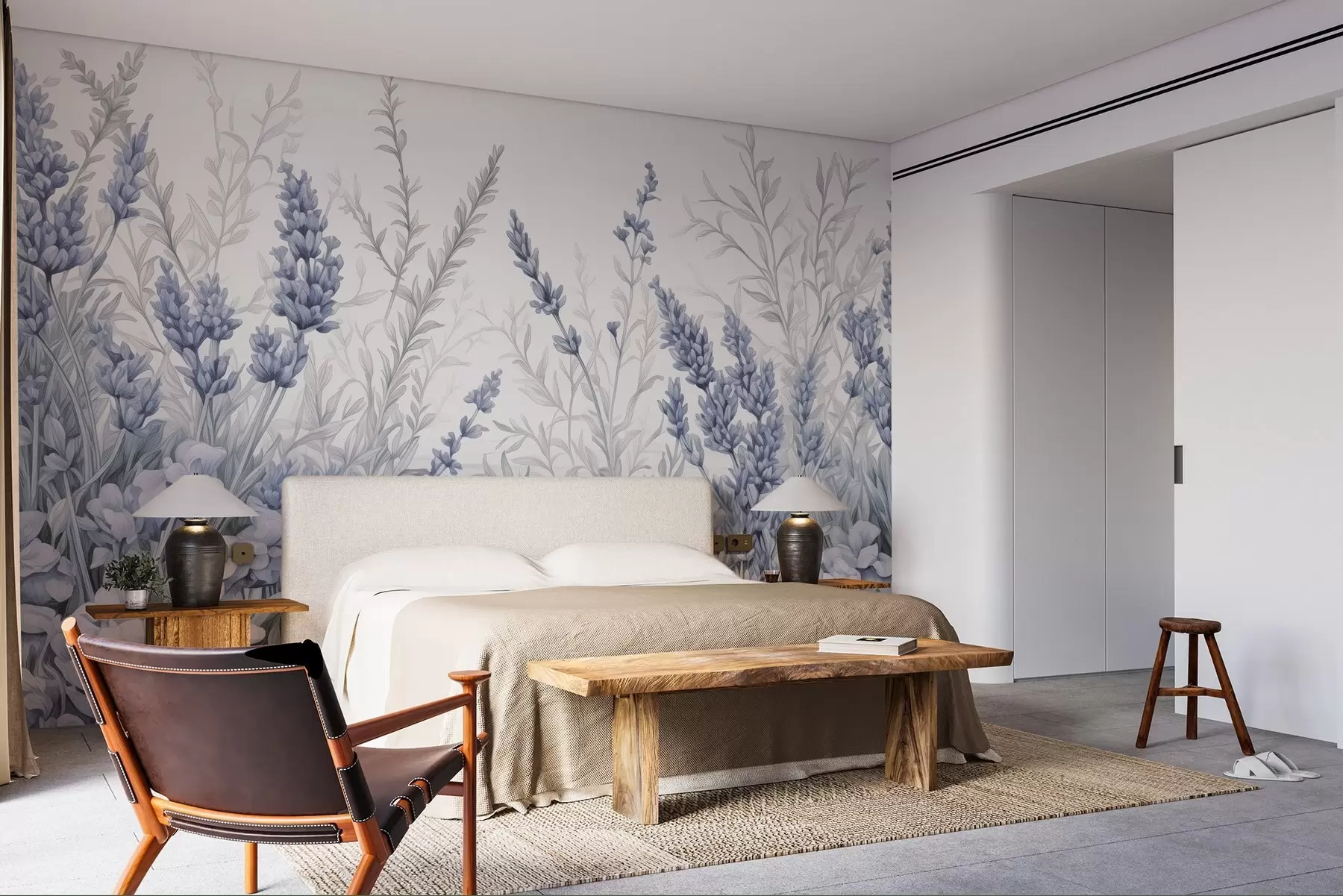 wall murals Watercolor blooming field in pastel colors w02847v1