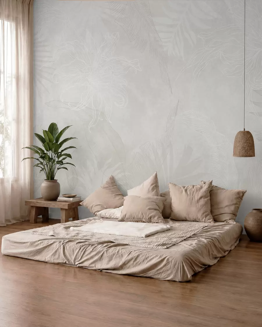 wall murals Palm Fronds in Ivory Mist w02737