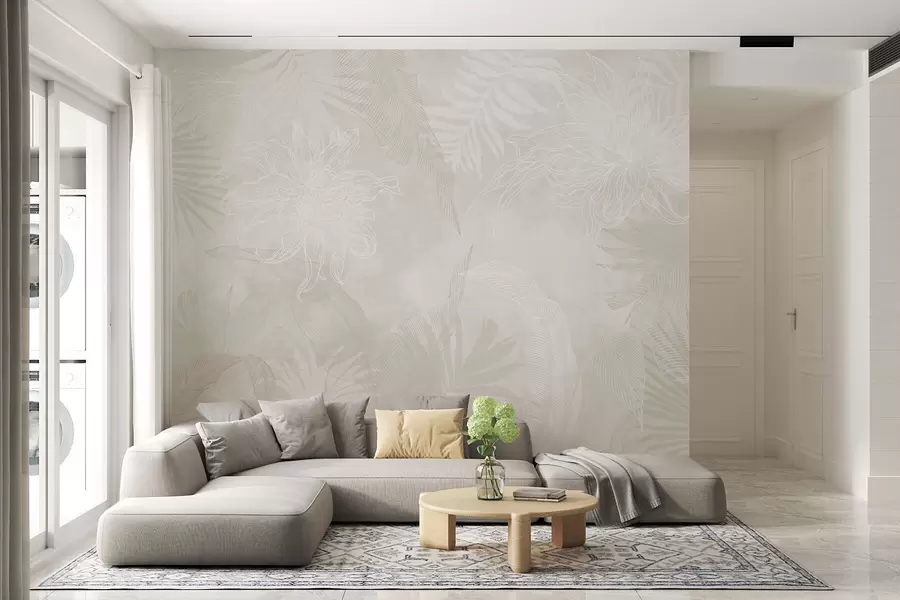wall murals Tropical foliage with a grunge effect w02737v1