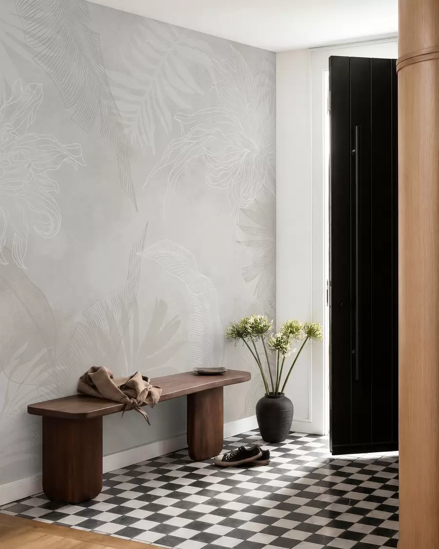 wall murals Tropical foliage with a grunge effect w02737v1