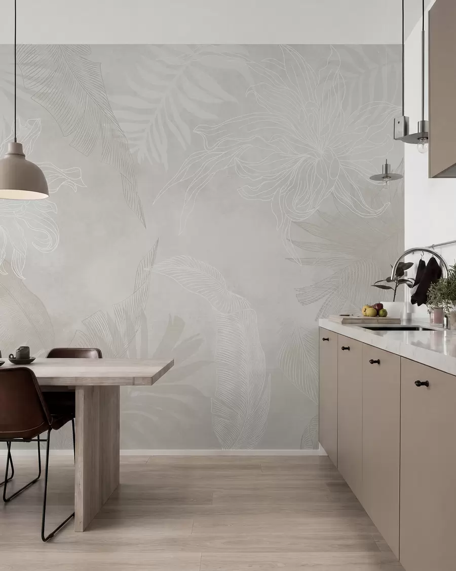 wall murals Tropical foliage with a grunge effect w02737v1