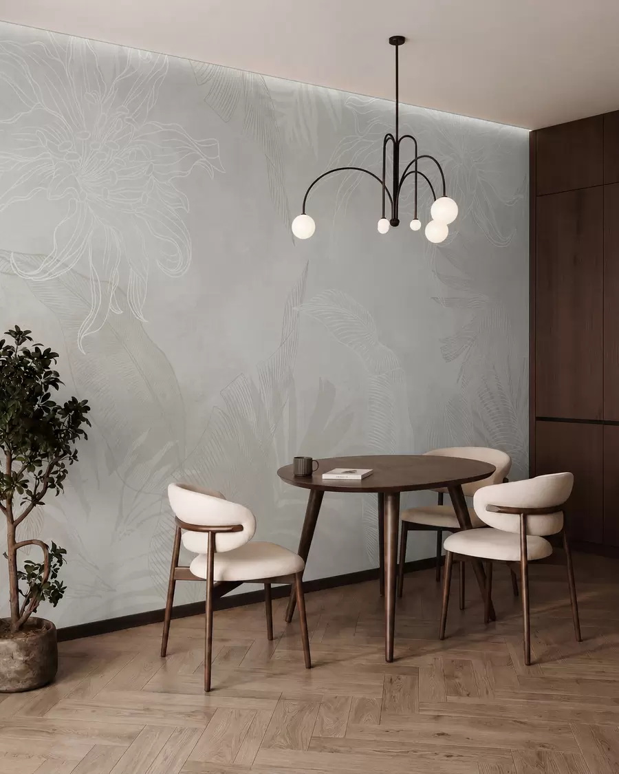 wall murals Tropical foliage with a grunge effect w02737v1
