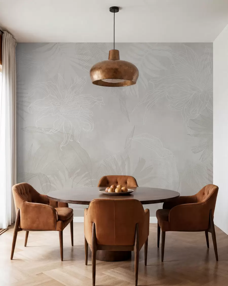 wall murals Tropical foliage with a grunge effect w02737v1