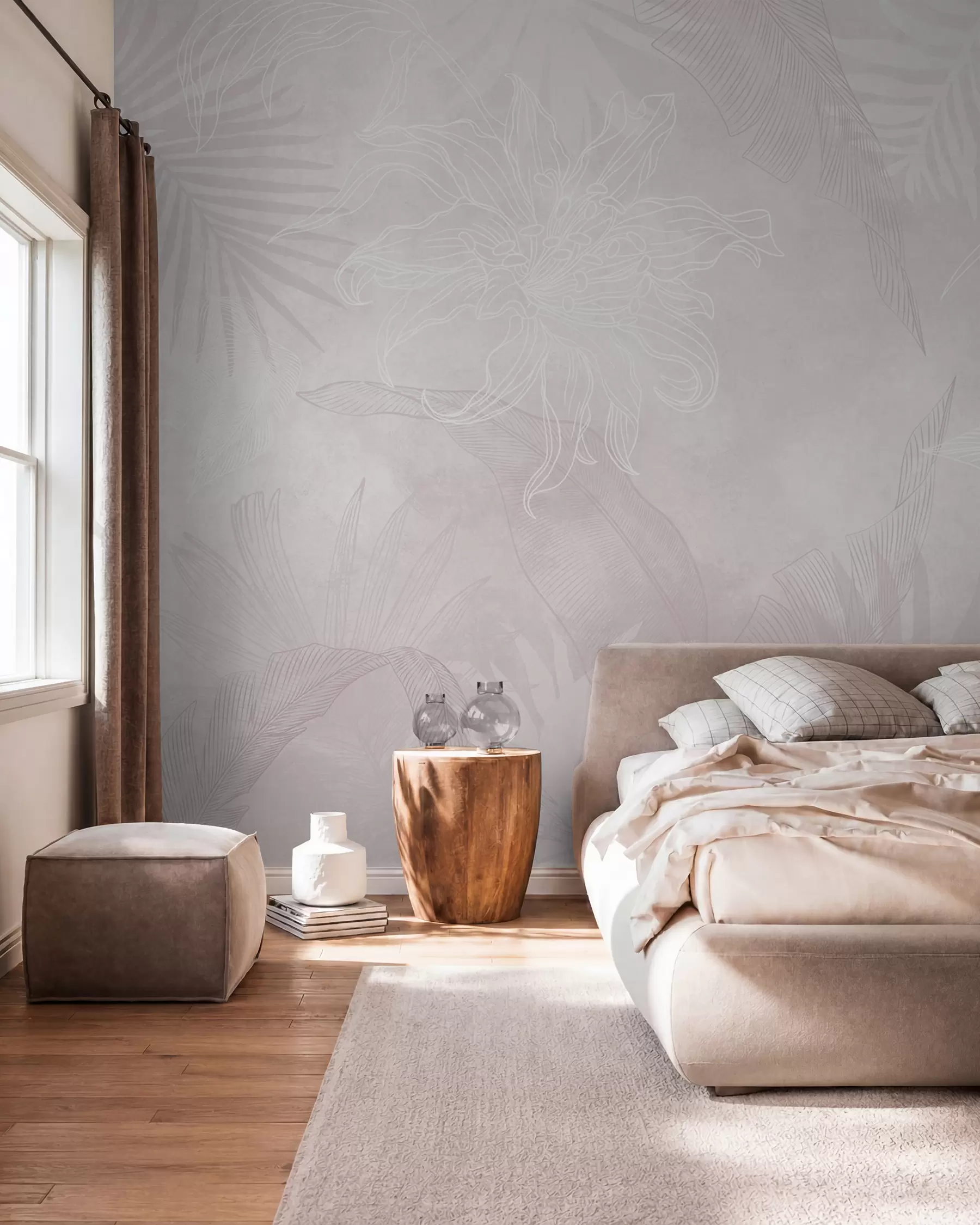 wall murals Grunge effect tropical foliage with a pinkish tint w02737v4