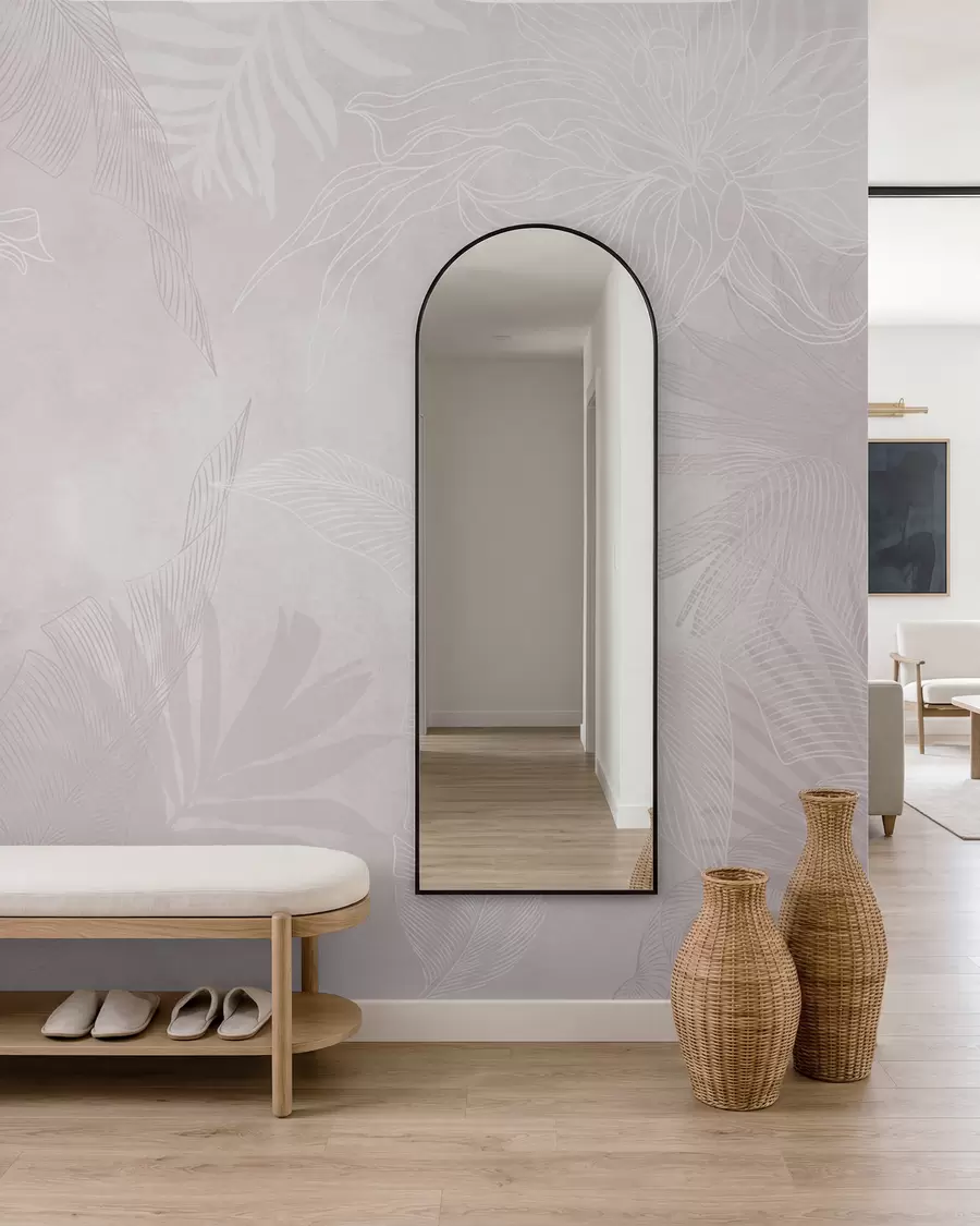 wall murals Grunge effect tropical foliage with a pinkish tint w02737v4