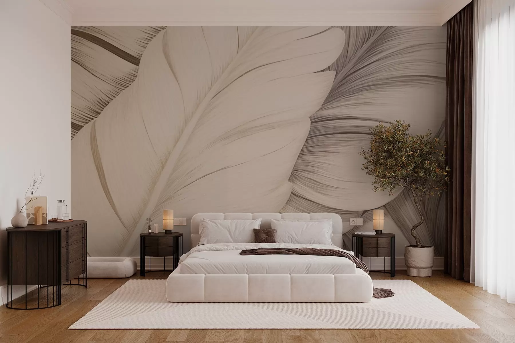 wall murals Large leaves w02859