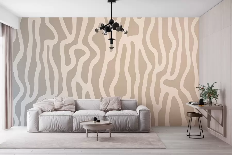 wall murals Abstract pattern of wavy lines in light colours w02865