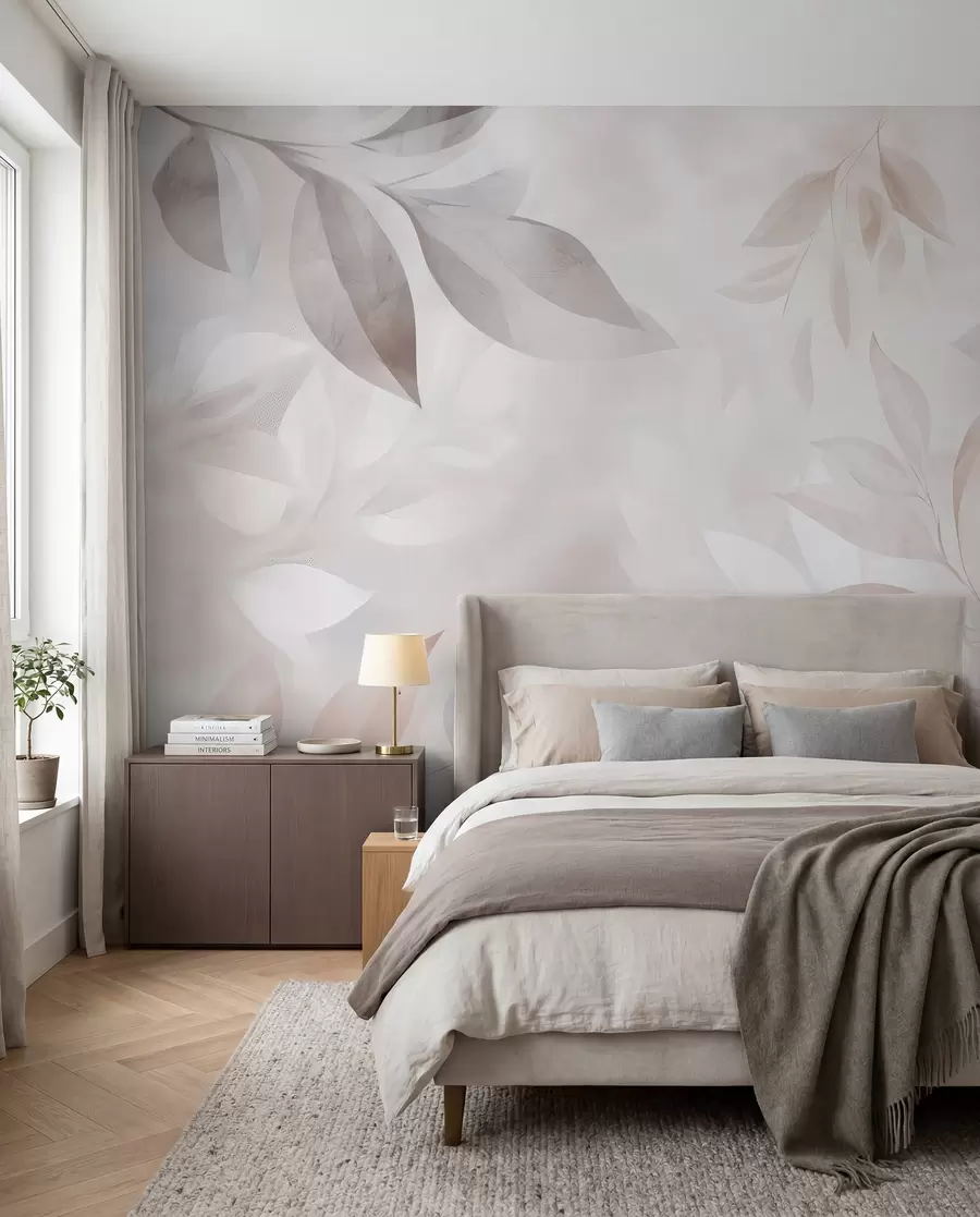 wall murals Delicate foliage in pastel colors w02770