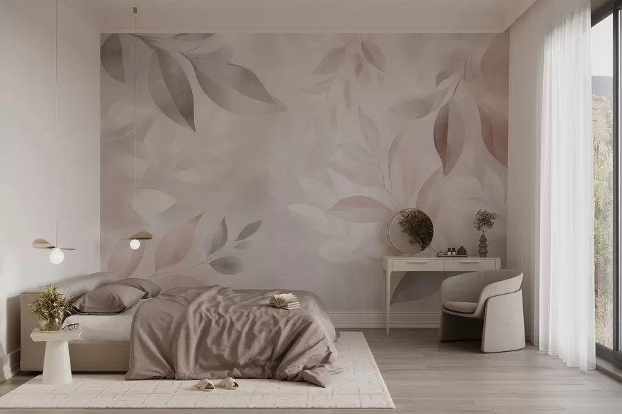 wall murals Delicate foliage in pastel colors w02770