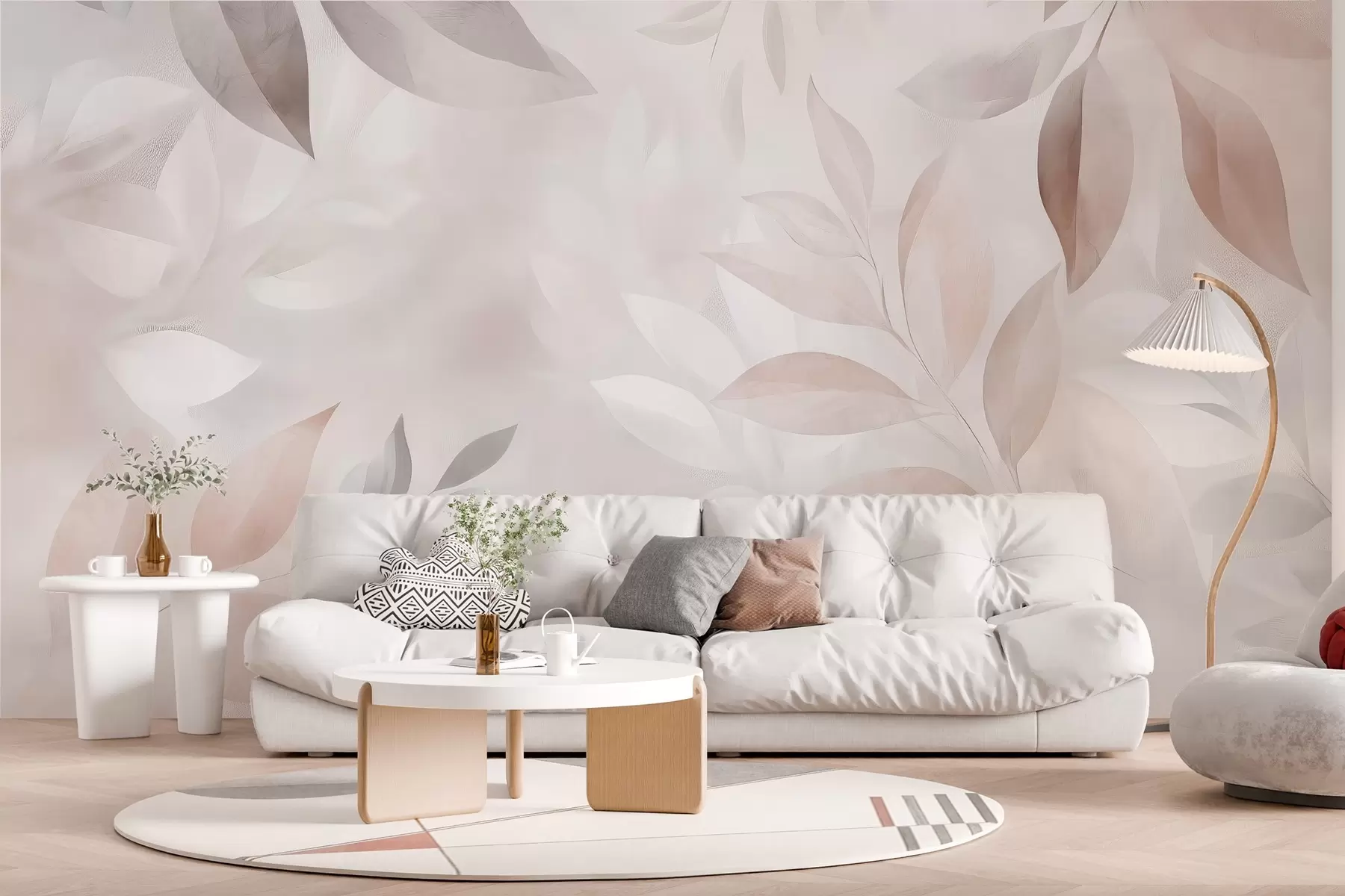 wall murals Delicate foliage in pastel colors w02770