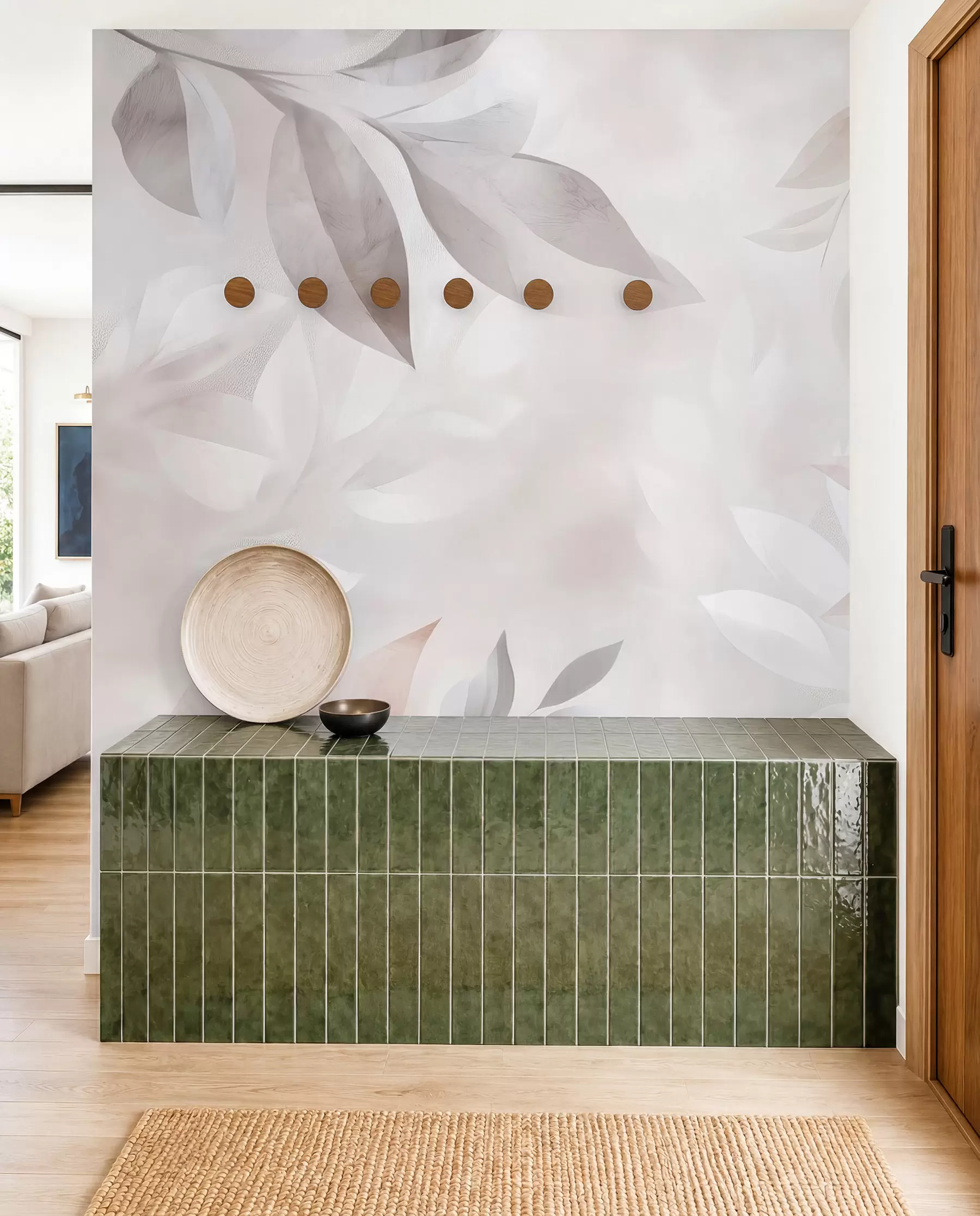 wall murals Pink Leaves w02770