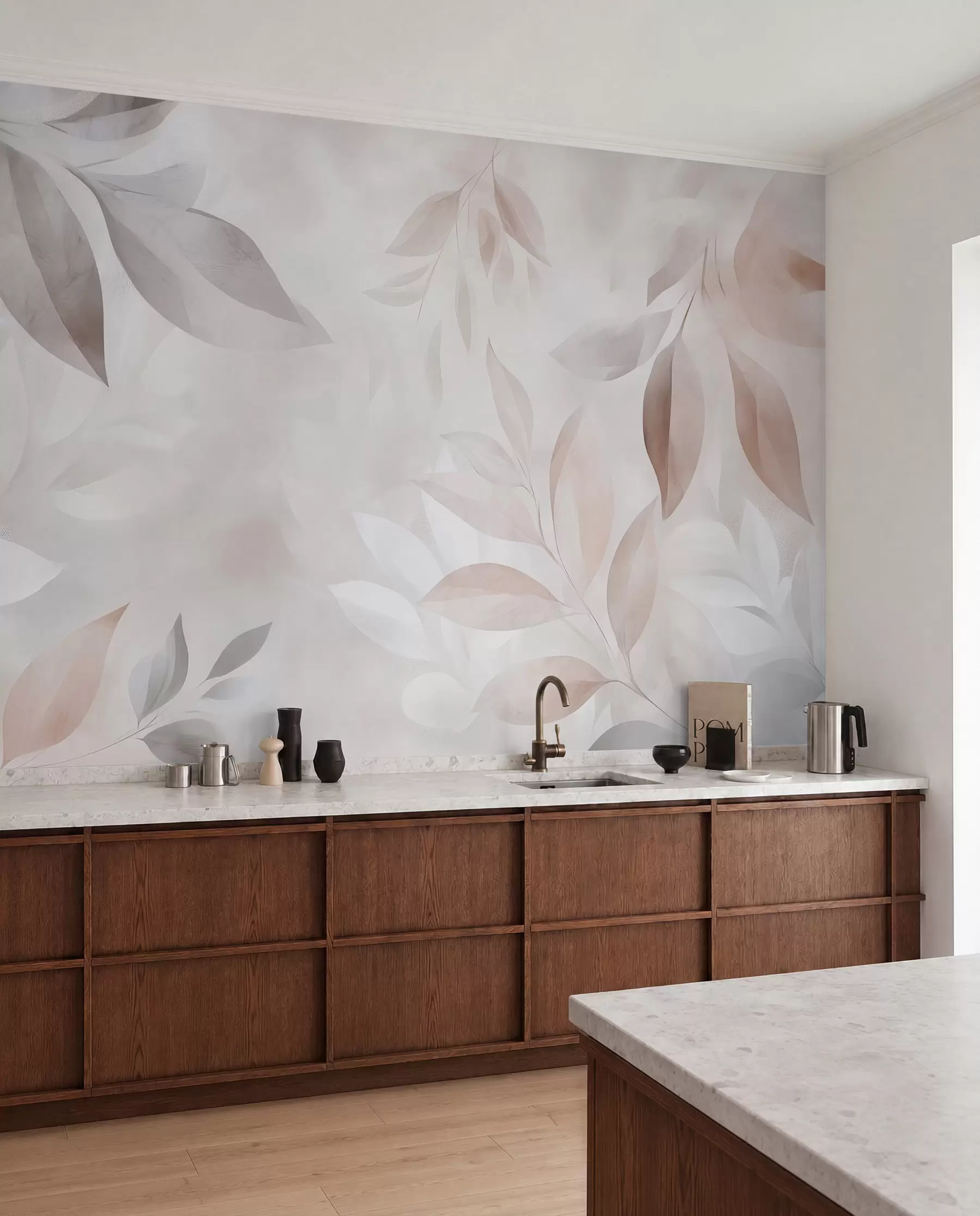 wall murals Pink Leaves w02770