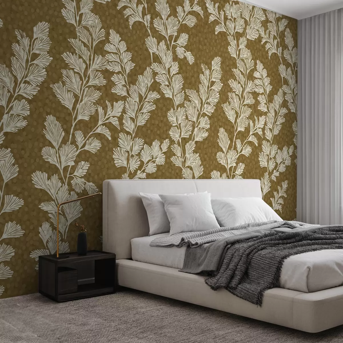 wall murals Exquisite branches on an orange-brown background w02784