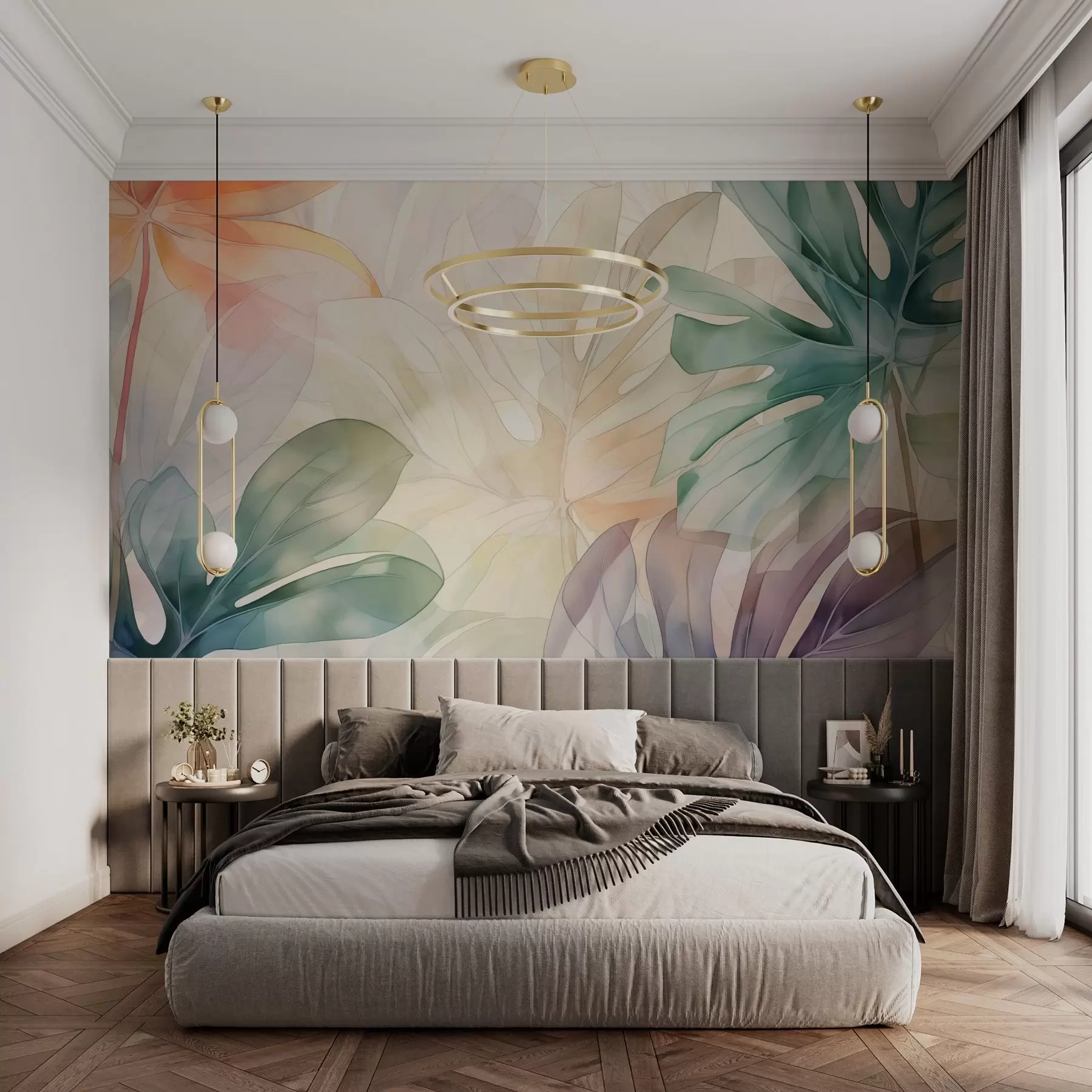 wall murals Abstract tropical leaves imitation watercolor w02893