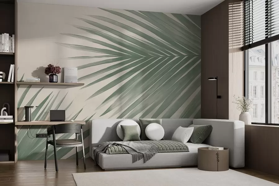 wall murals Green abstract palm leaves w08653