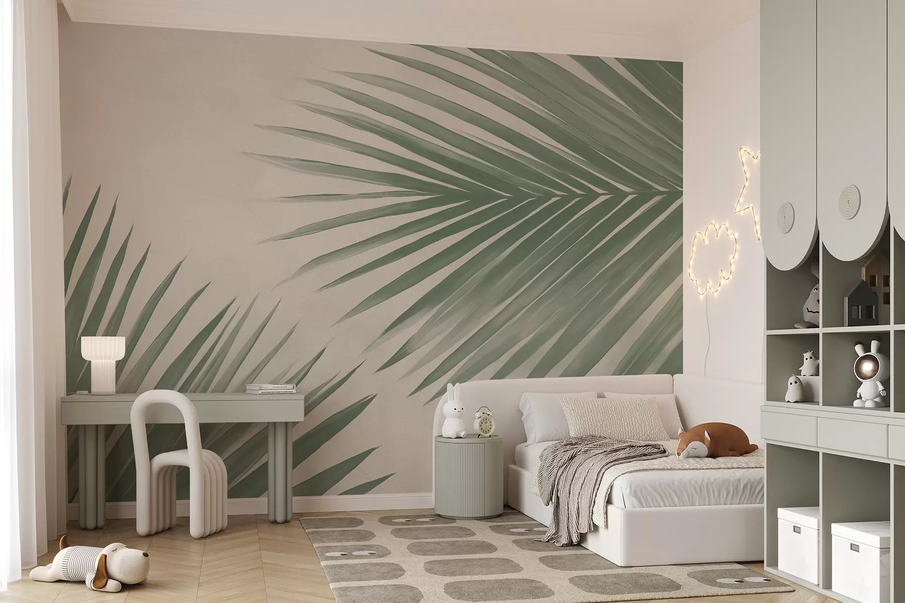 wall murals Green abstract palm leaves w08653
