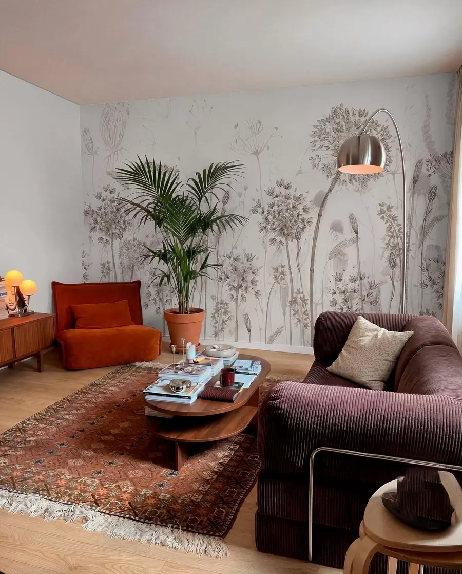 wall murals Airy dandelions and wildflowers in watercolor style w08637