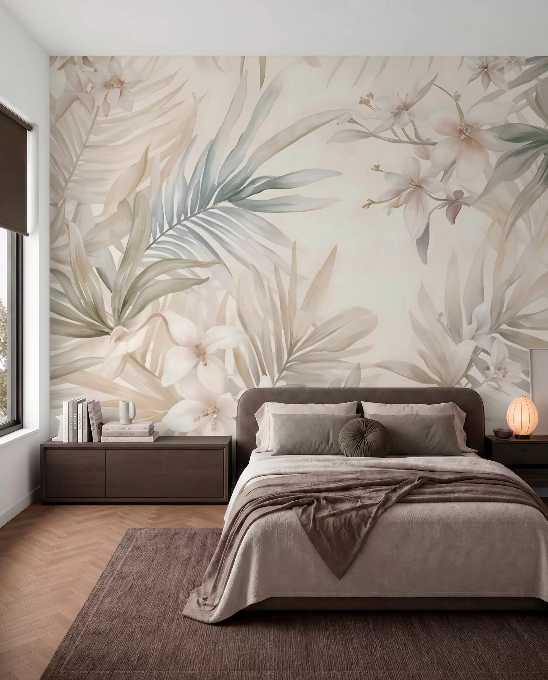 wall murals Pastel Tropical Fronds w08660