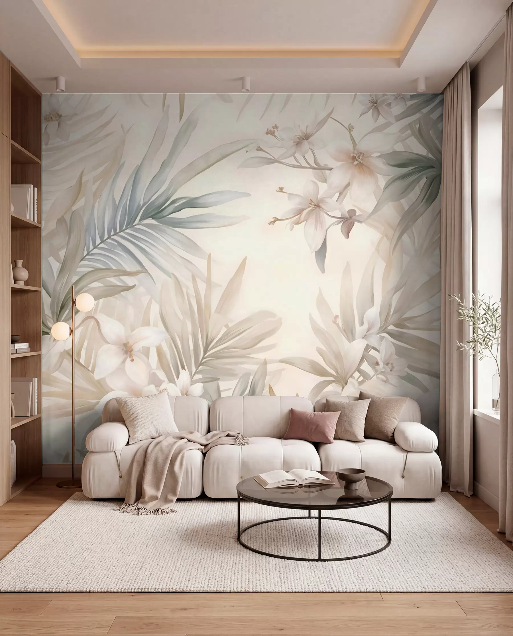 wall murals Pastel Tropical Fronds w08660