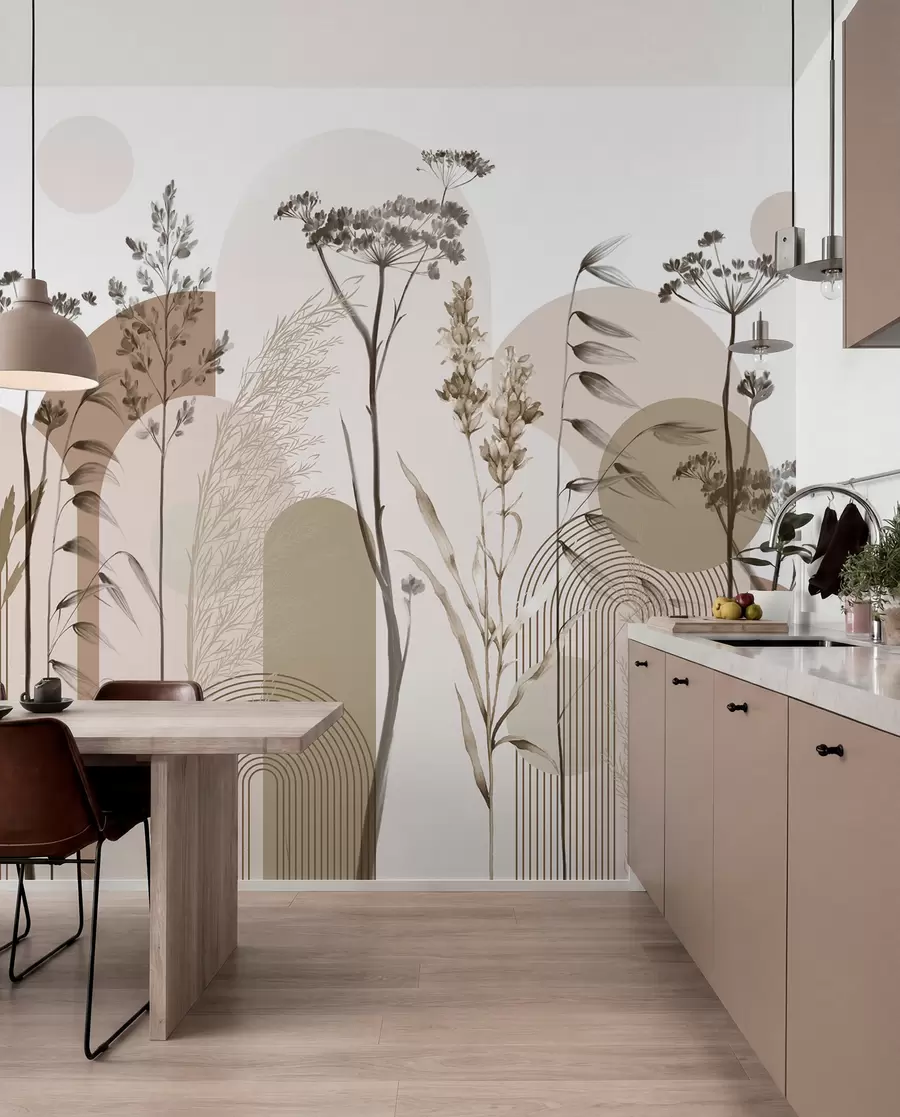 wall murals Botanical Arches in Ochre w08665