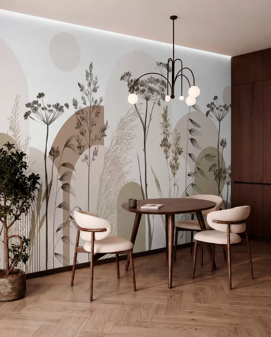 wall murals Botanical Arches in Ochre w08665