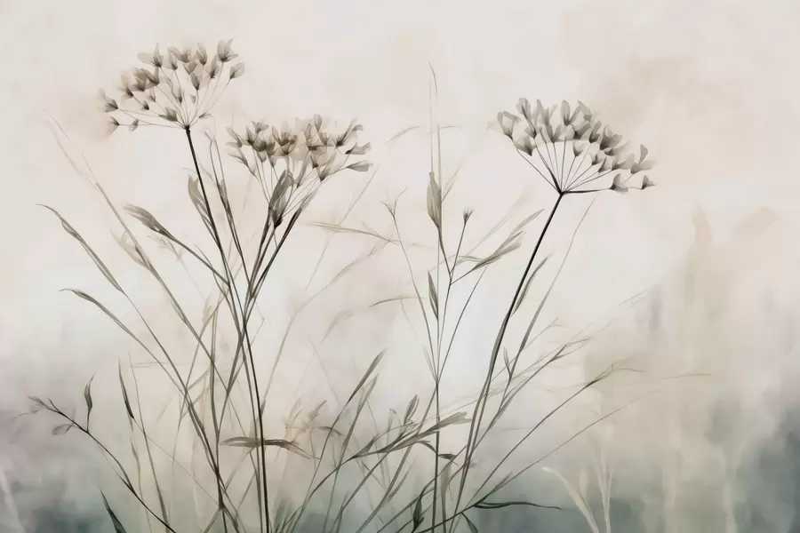 wall murals Herbs in watercolor blurry style w02920