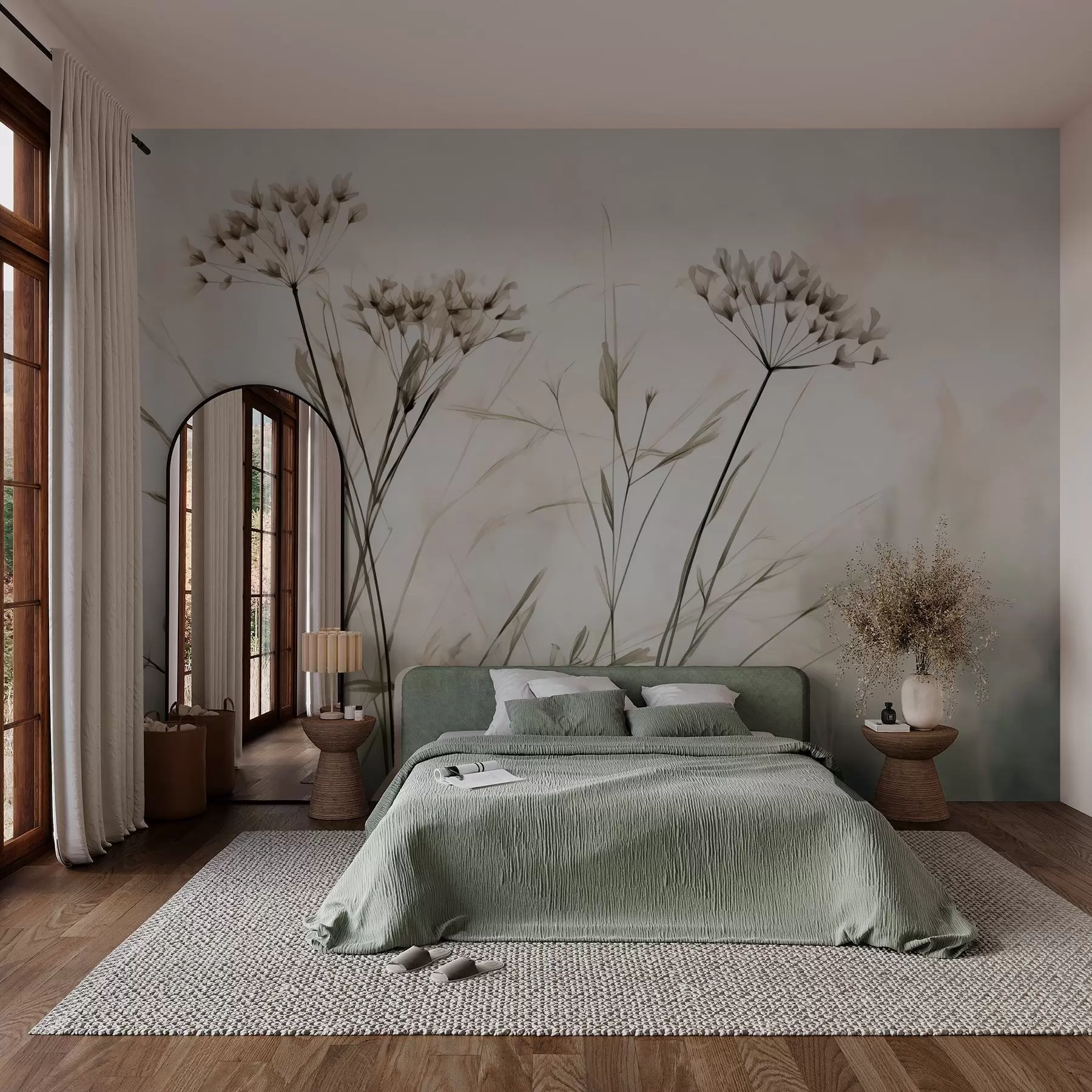 wall murals Herbs in watercolor blurry style w02920
