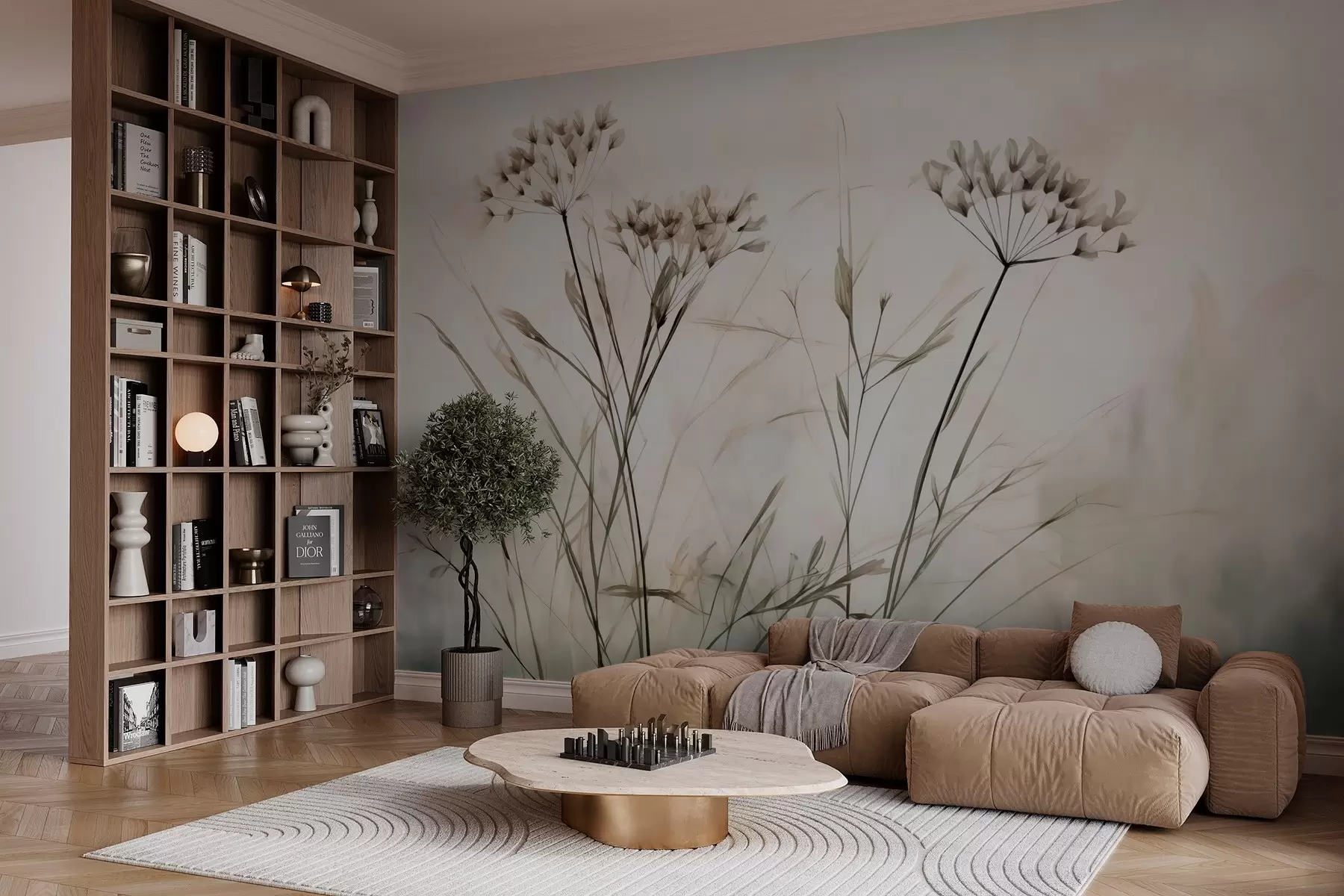 wall murals Herbs in watercolor blurry style w02920