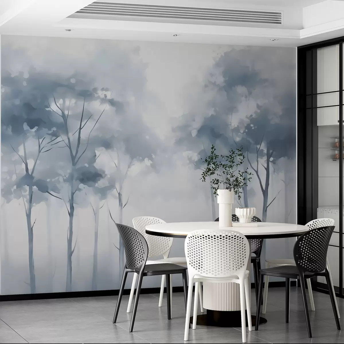 wall murals Tree silhouettes imitation wet watercolor w02927