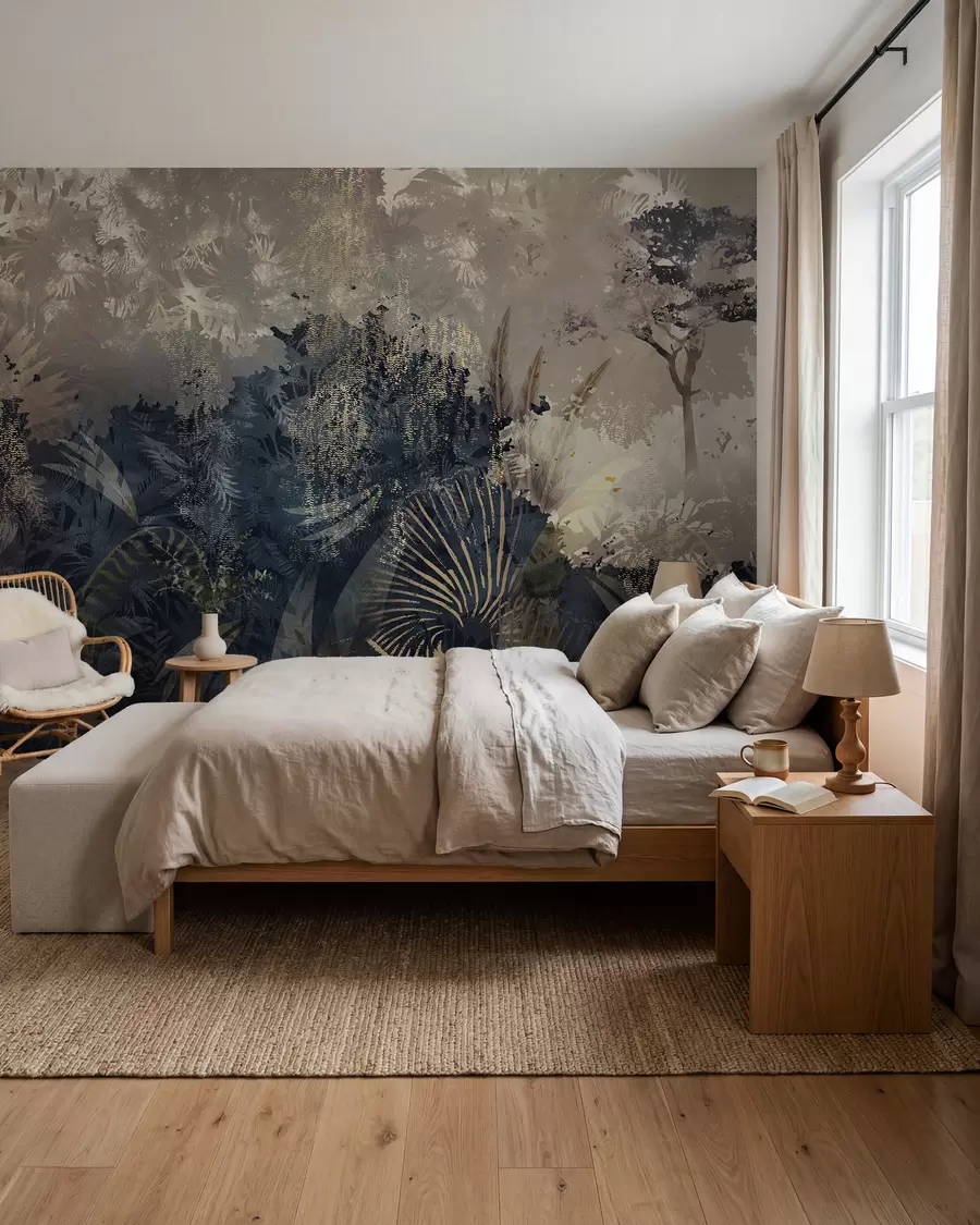 wall murals Magical Africa with rainforest and vector elements with brown tint w02643v1
