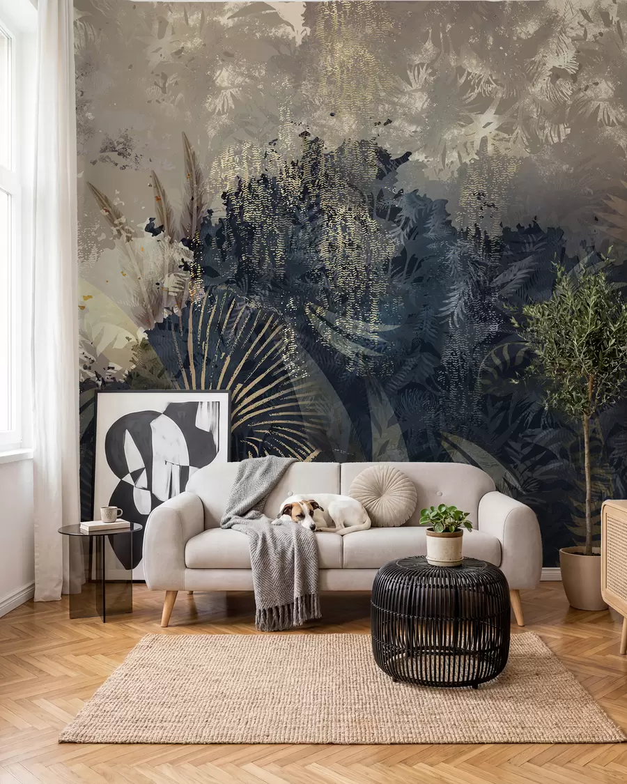 wall murals Magical Africa with rainforest and vector elements with brown tint w02643v1