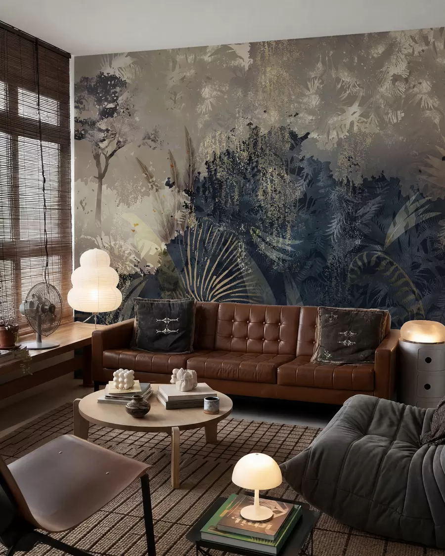 wall murals Magical Africa with rainforest and vector elements with brown tint w02643v1