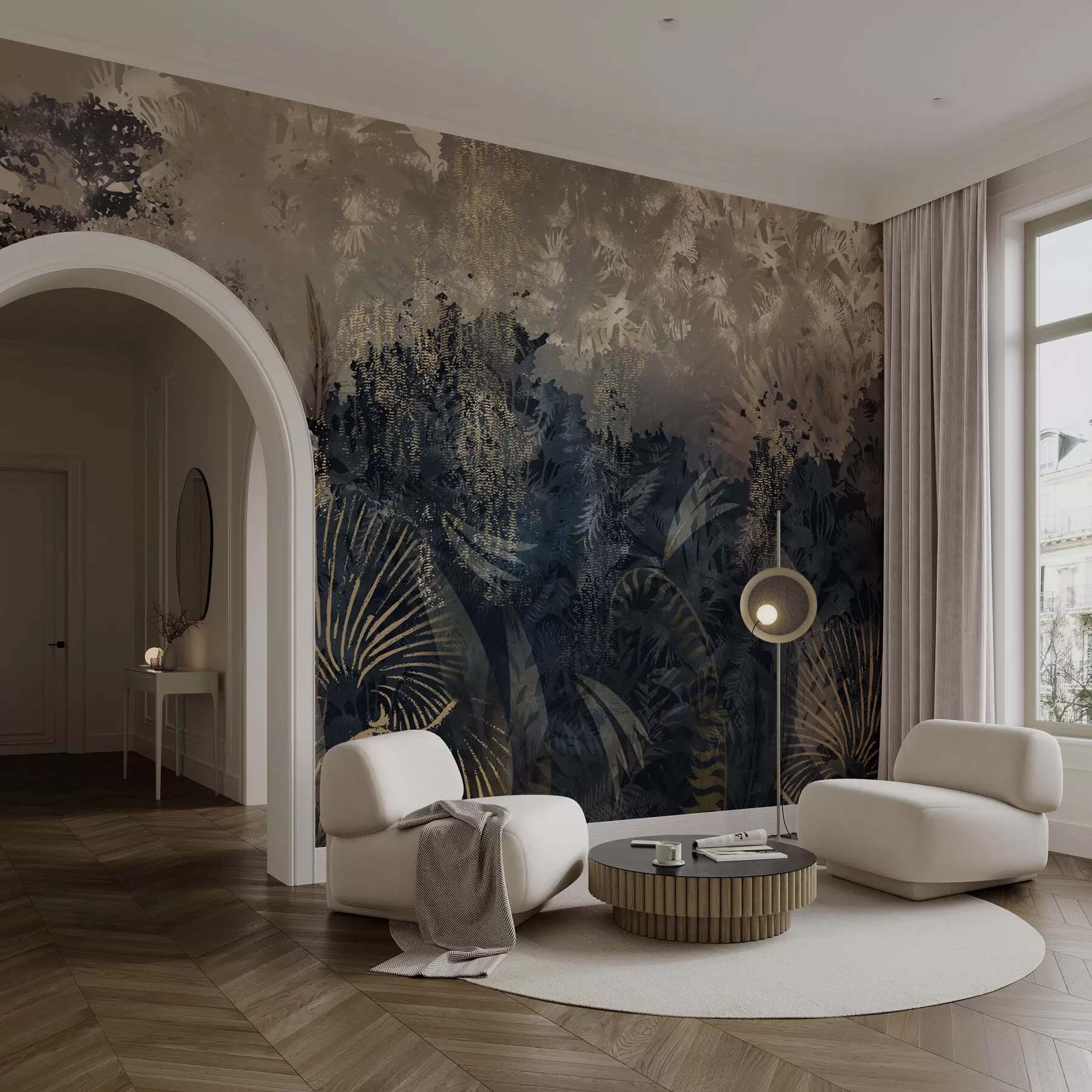 wall murals Magical Africa with rainforest and vector elements with brown tint w02643v1