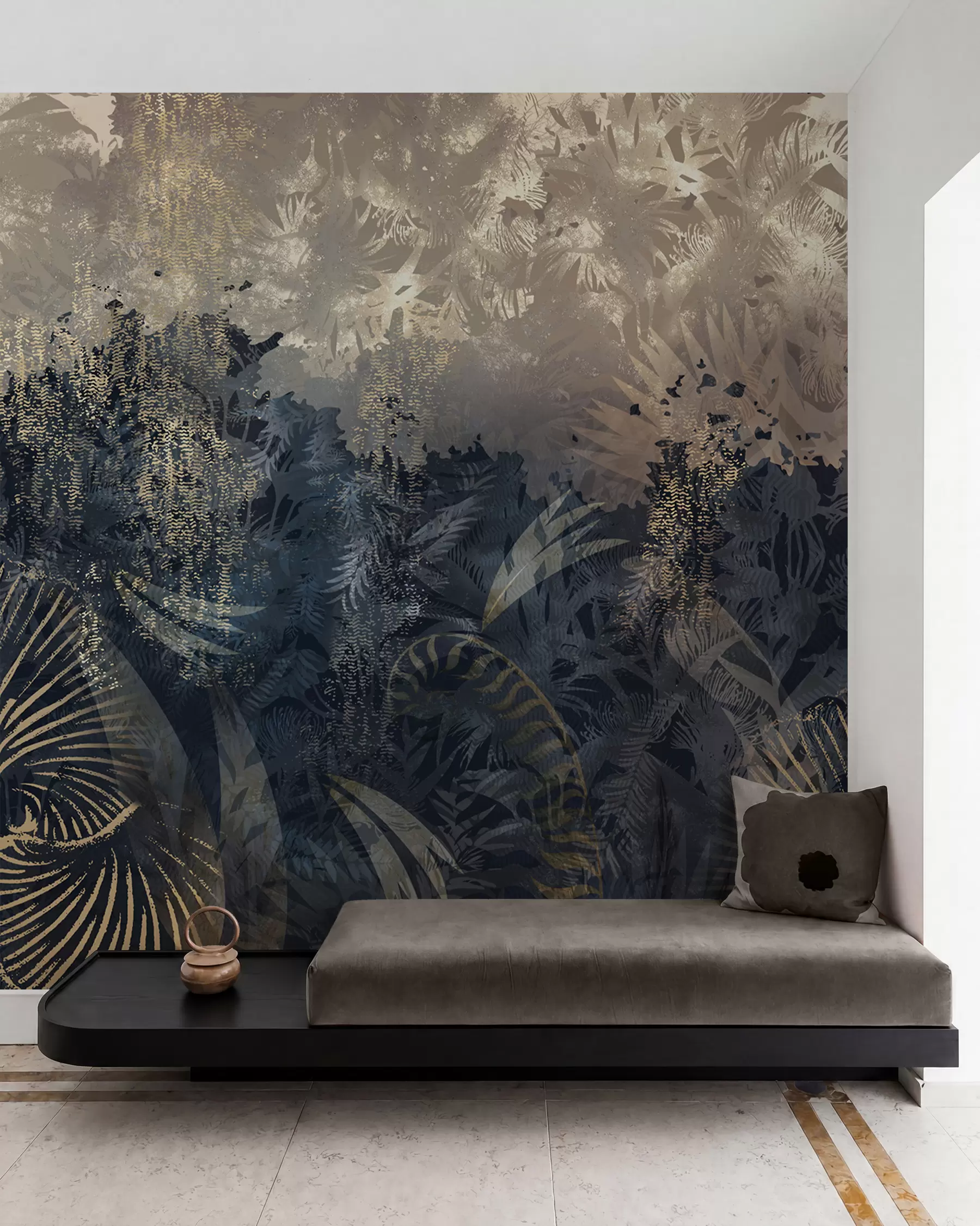 wall murals Magical Africa with rainforest and vector elements with brown tint w02643v1