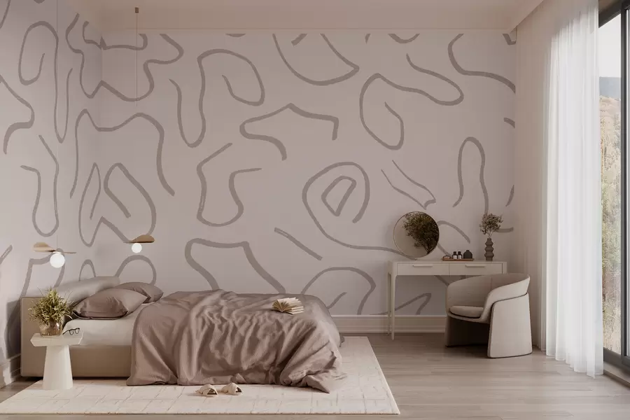 wall murals Lines and curls in a soft color w02915v2