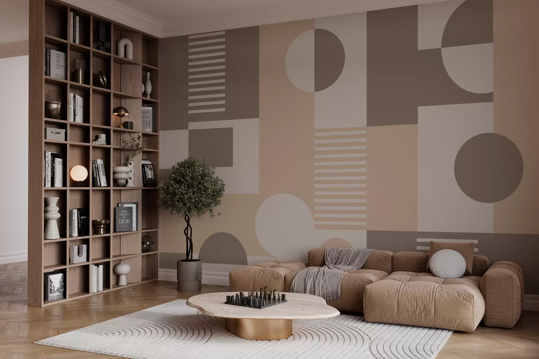 wall murals Geometric shapes in brown shades w02916v2
