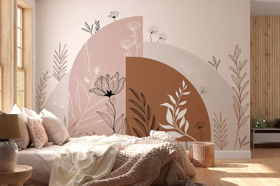 wall murals Flowers and arches boho style w02933