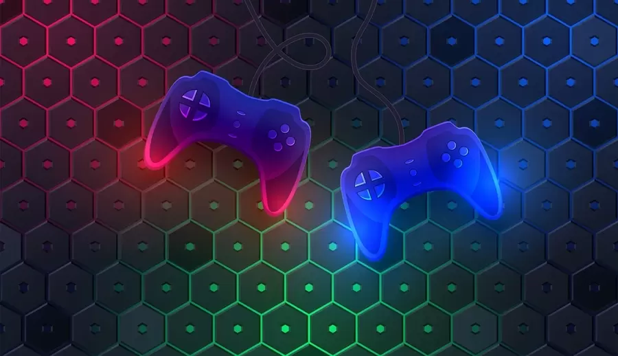 wall murals Game wallpaper with joysticks in dark colors w02904