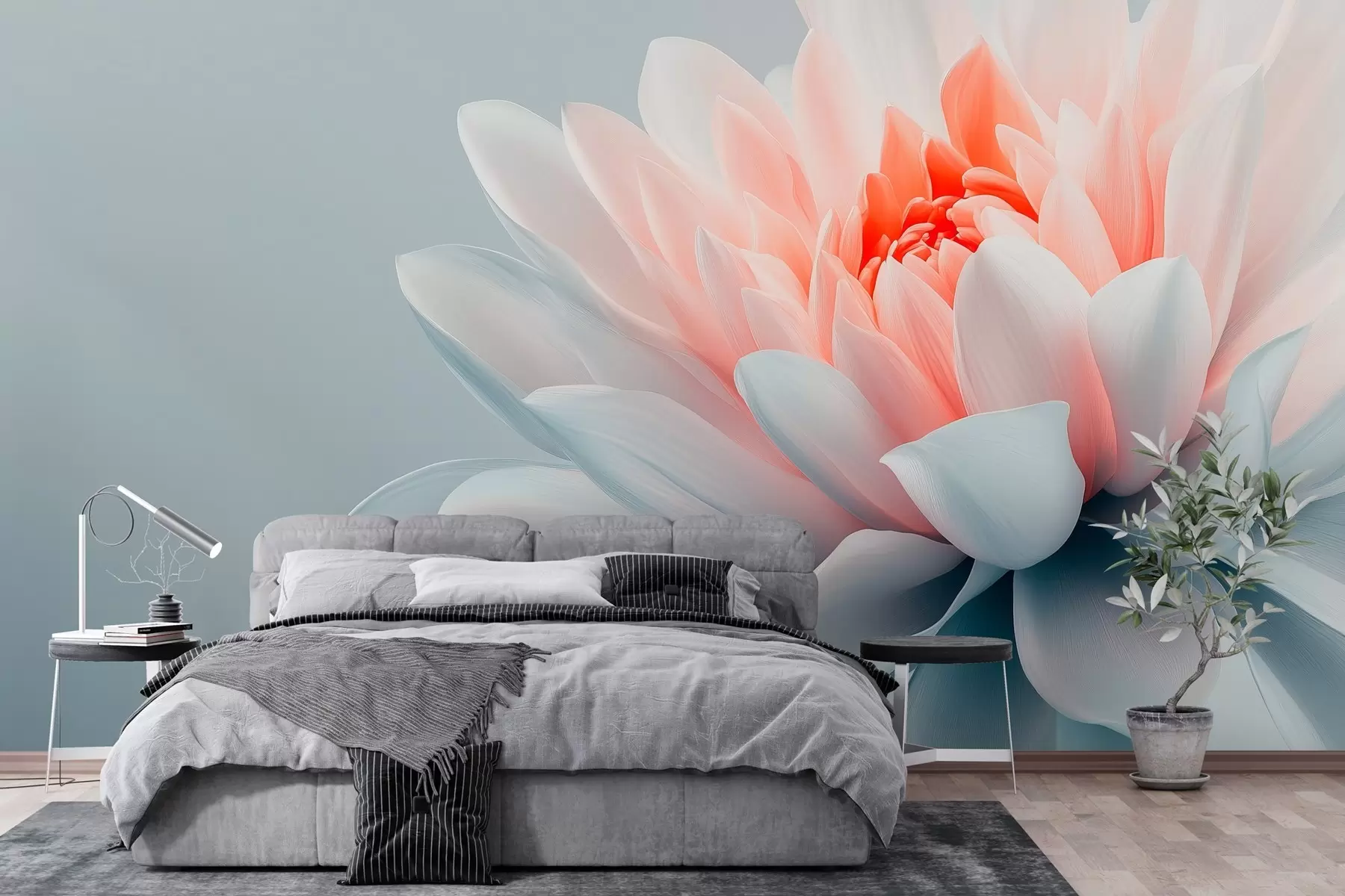 wall murals Large flower on a gray background  w02906