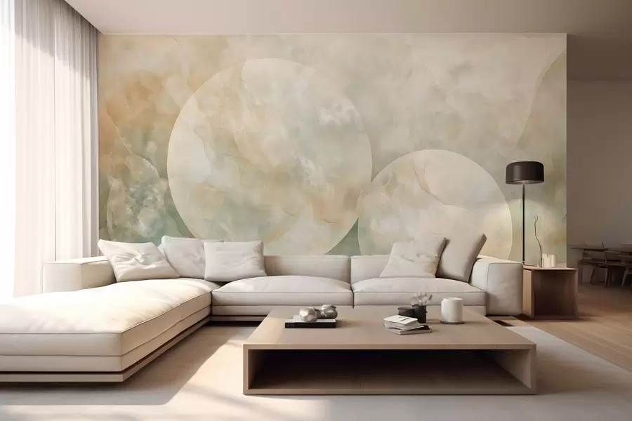 wall murals Abstract wallpaper with large circles in the style of mother of pearl w02907