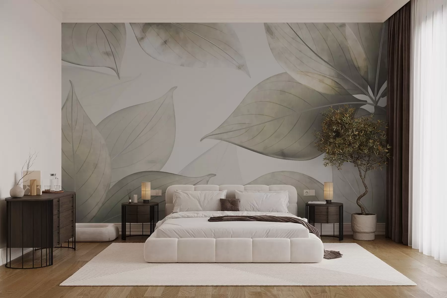 wall murals Large leaves w02952