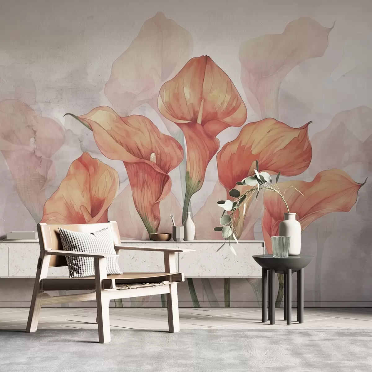 wall murals Calla lilies on a watercolor background w02957