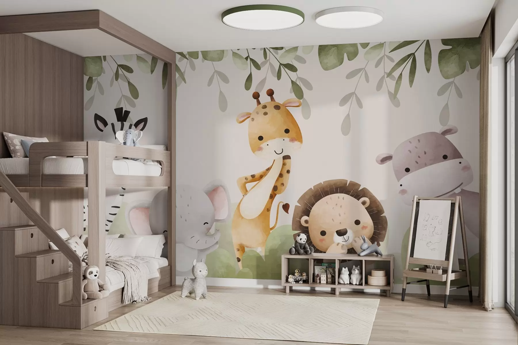 wall murals Cute animals and plants w02964