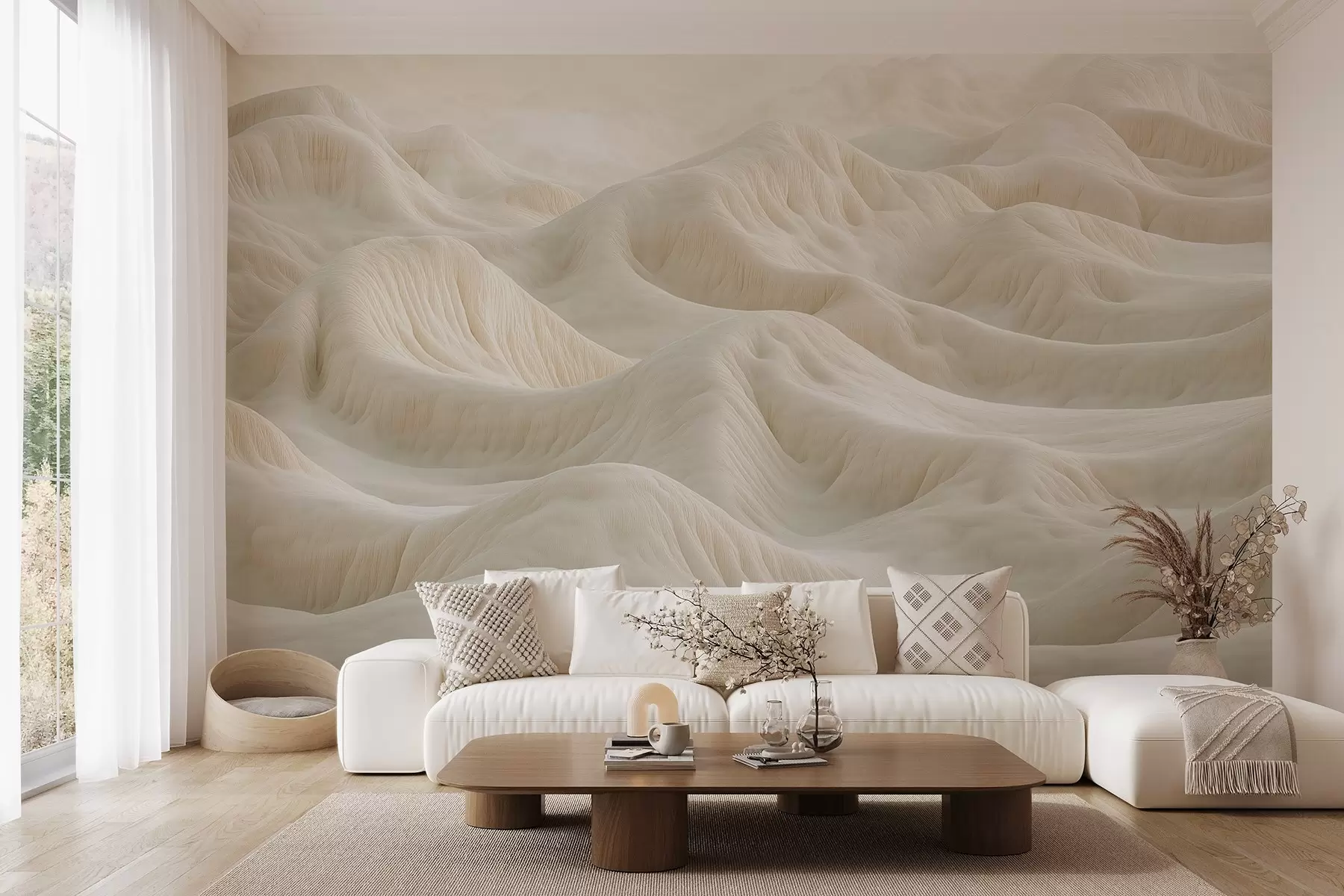wall murals Light beige landscape with rolling hills and dunes w08693v1