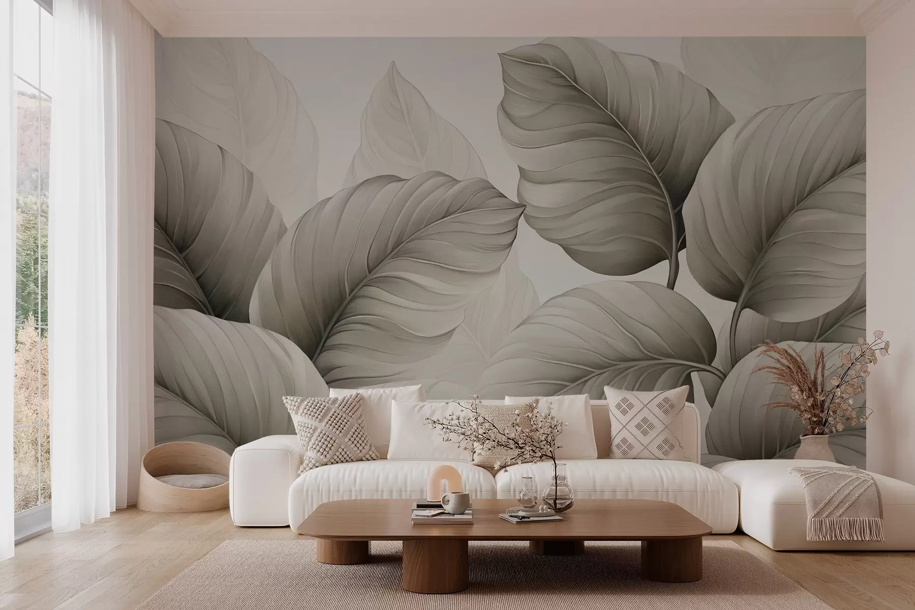 wall murals Large leaves w02944
