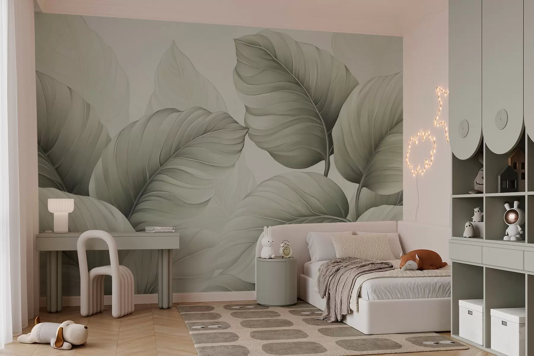 wall murals Large leaves green shades w02944v1
